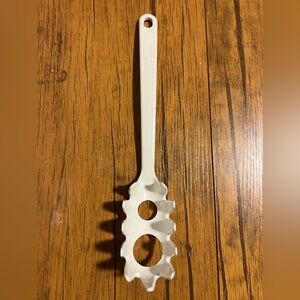 Pyrex Accessory #2117 Slotted Spaghetti Spoon White- Made In USA - VTG